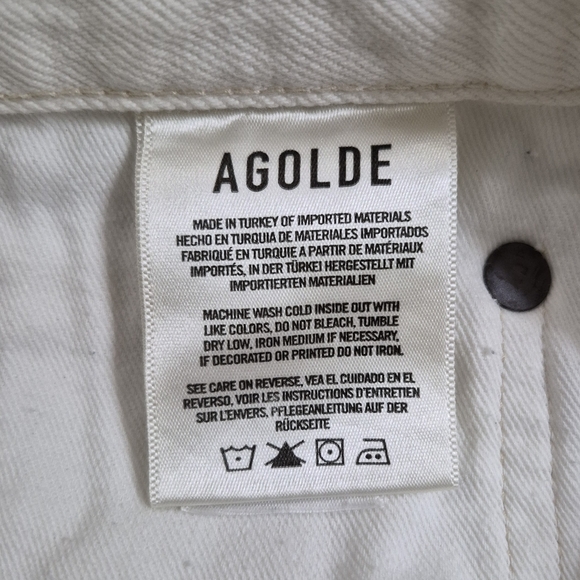 AGOLDE Parker Vintage Cut-off Jean Shorts Button Fly White 30 - Picture 6 of 7